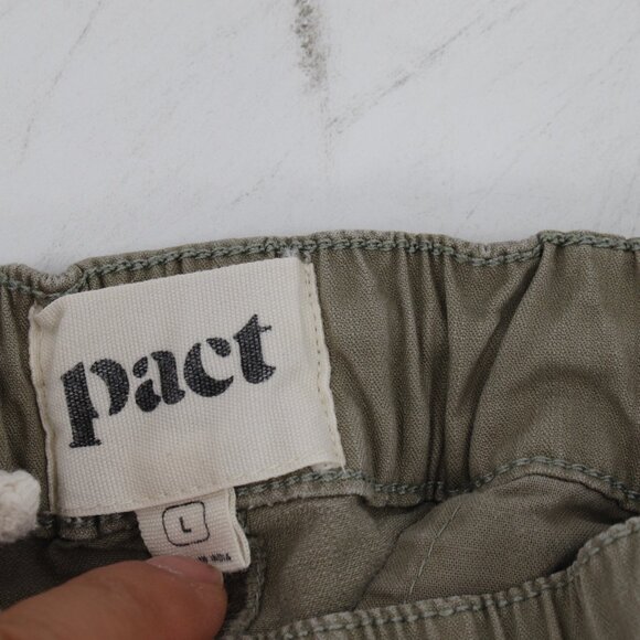 pact pants men's large drawstring flat front green 30x31 organic cotton blend - Picture 10 of 12